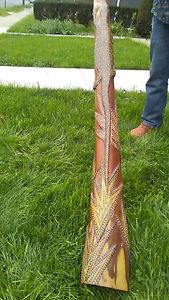 Hand Crafted Australian Eucalyptus Digeridoo Key of E With Dot Art Lizard