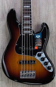 Fender American Elite Jazz Bass V 5-String, 3-Color Sunburst, Rosewood Fretboard