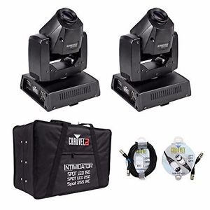 2 Chauvet DJ Intimidator Spot LED 150 Moving Head Spot Light with Case & Mixer