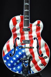 GRETSCH USA CUSTOM SHOP AMERICAN FLAG WHITE FALCON GUITAR G6136CS