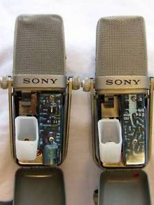 1960'S SONY C-38A & 1970'S C-38B CONDENSER MICROPHONE MIC CARDIOID & OMNI