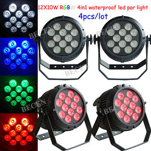 4pcs outdoor 12x10w rgbw 4in1 waterproof led par lights for church wedding party