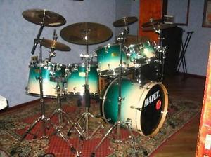 2001 Mapex Pro M 7pc. Maple Drum Set in Coral Crystal! Rare Color, Great Kit!