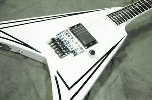 EDWARDS by ESP E-SCYTHE White with Black Pin Stripe, Electric guitar, y1295