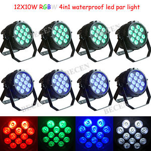 8pcs IP65 Waterproof 12x10w RGBW 4in1 led par can Outdoor Stage dj lighting