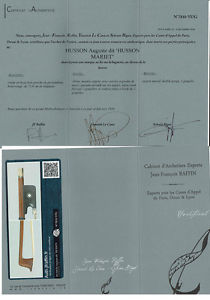 Beautiful French certified silver violin bow Auguste Husson. - Raffin certified