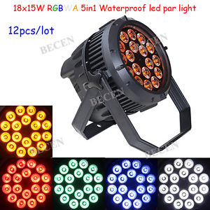 12pcs outdoor led par light 18x12w rgbwa 5in1 waterproof PAR light IP65 for dj