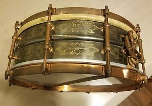 1930's? Ludwig brass engraved snare drum. Chicago Illinois