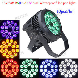 10pcs/lot 18X18W 6IN1 par RGBWA UV LED par light IP65 outdoor par can light