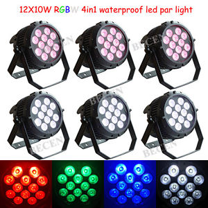 6pcs outdoor par light 12x10w rgbw 4in1 waterproof led par lights for sale