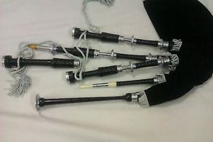 AFRICAN BLACK WOOD SCOTTISH GREAT HIGHLAND BAGPIPE FULL ENGRAVED