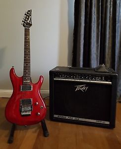 JOE SATRIANI SIGNATURE IBANEZ JS100 ELECTRIC GUITAR INC HARD CASE AND 65W AMP