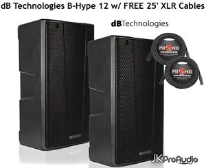 (PAIR) dB Technologies B-Hype 12 2way Active PA Speakers w/ FREE 25' XLR Cables