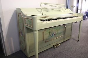 Luxury Art Case Piano, Hand Painted Upright Baldwin Spinnet with Pastoral Scenes