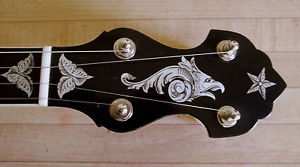 Artistically rendered Regent/No 2 banjo by Wyatt Fawley, Engraving ca 1903