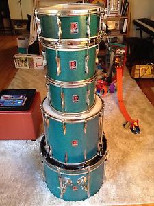 Vintage 60s PREMIER Aqua Sparkle 5-piece drum set kit 20-12-12-16-14