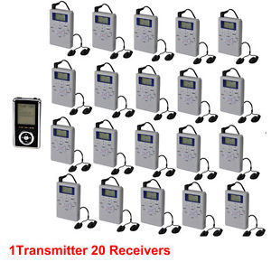 65-115MHz Pro FM Wireless Radio Tour Guide System for Conference, Tourism,1T20R