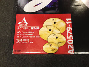 Zildjian A20579-11 A Custom Series 5 pc. Cymbal Set 20", 16", 14" pr., FREE 18"