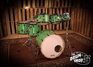 USED DDrum Dominion Ash Series Green Sparkle Shell Pack (video demo)