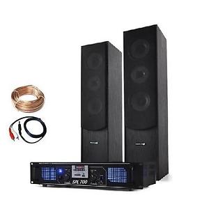 SET AUDIO HIFI 2 ALTAVOCES 3 VIAS 1000W AMPLIFICADOR SONIDO PA 2000W CABLEADO