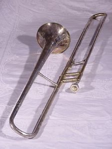 Very early OLDS TROMBONE Los Angeles CA 1923 Silver & Gold plated 0.5" bore case