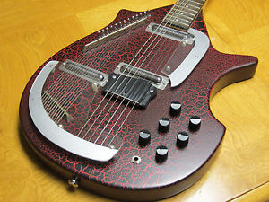 VINTAGE STYLE ROGUE ELECTRIC SITAR GUITAR FAUX ALLIGATOR FINISH DANELECTRO CASE