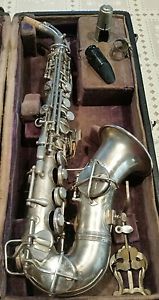1923 Conn Curved Soprano Saxophone, Silver Plate w/Gold Wash Bell & Pearl Keys