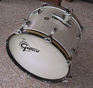 Vintage all Original 1961-62 Gretsch 20 X 14 bass drum model 4249 Silver Sparkle