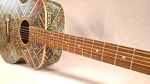Blueberry New Handmade Grand Concert Guitar Hand Painted by John Lanthier