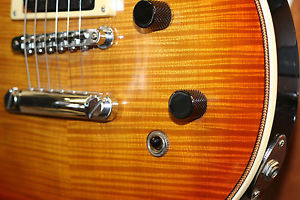 OVERWATER FLAME TOP CUSTOM THROUGH NECK DOUBLE CUTAWAY SUNBURST ELECTRIC GUITAR