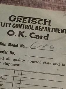Vintage Gretsch Ok Card Hang Tag Case Candy Rare
