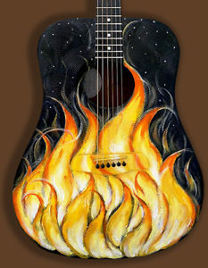 Blueberry Handmade Dreadnought Guitar "Bonfire Night"  by artist Valeriya Khomar