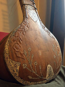 Inlaid Vintage Sitar brought from India in the 70's (33 detail photo's)