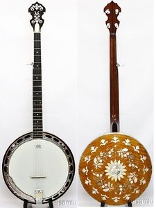 5 String banjo,curl maple,MOP inlaid Resonater,Hard case,BBO08