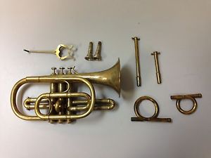Vintage / Antique Jules Martin French Military Style Raw Brass Cornet