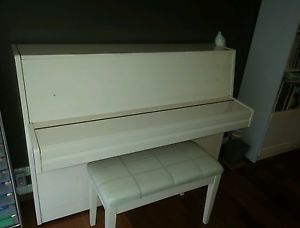 Upright Alex Steinbeck Piano and Stool  Ivory Polish Height 107Width 147 cm.