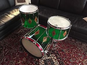Acrylic Bop / Jazz Drum Kit Set 18x14, 14x14, 12x8 Custom Green Full Dress