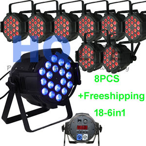 8pcs-pack 18X15W RGBWA+UV 6in1 led par can LED PAR64 dj stage wedding lighting
