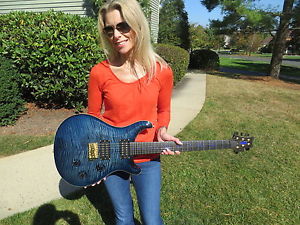 Prs Private Stock Custom 24 Indigo Blue Flame Lapis Birds Ebony Freboard 2008