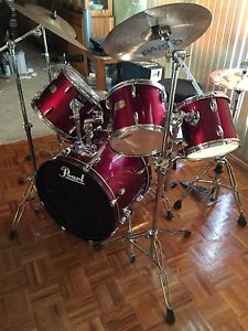 6-piece Wine Red Pearl Drum set w/ Extras