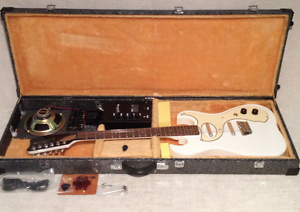 New Old Stock TELESTAR MONA White w Gold Flake Guitar + Amp Case JT Riboloff