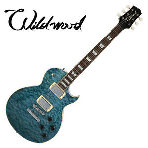 Wildwood WLP-QM Single Cutaway Blue Quilted Maple Top Humbucker Electric Guitar