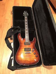 Schecter C-1+ Starburst Electric Guitar With Case And Fender Amp And Cord