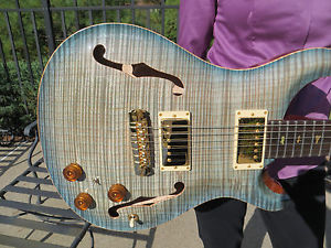 Prs Private Stock Hollowbody 2 One Piece Top / Back Brazilian Fret Glacier Blue
