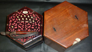 Antique Lachenal London Anglo Concertina 21 buttons