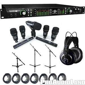 Universal Audio Apollo 8 Duo AKG Session Drum Mic Recording Kit Stands Cables