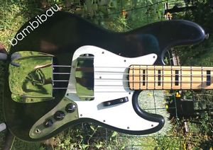 1973 Fender Jazz Bass - Custom Color Black - BLACK BLOCKS INLAYS - OHSC