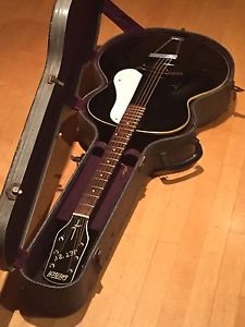 Vintage Gretsch Black Archtop Guitar 50s Jet 21 + Amp & Gibson Martin String Lot