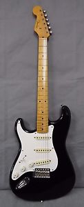 LEFTY! 1990 FENDER JAPAN STRATOCASTER GUITAR ST57-60L BLK J SERIAL NICE! FUJIGEN