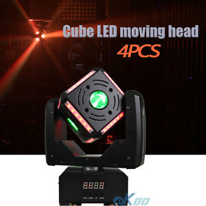4 Units Cube Moving Head LED 60w RGBW 4in1 Beam Moving Head DJ Club Wash Light